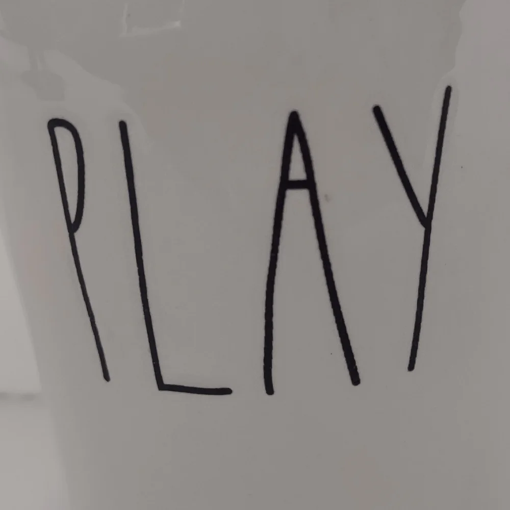 Rae Dunn 'Play' Mug - White and Yellow